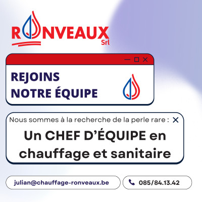 Recherche un chef d'équipe en chauffage et sanitaire