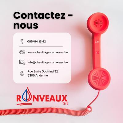 Photo d'un téléphone rouge avec nos coordonnées pour nous contacter