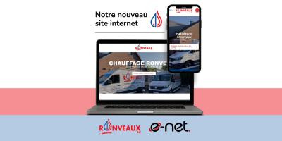 smartphone et pc avec bannière pour le lancement du nouveau site internet Ronveaux Chauffage