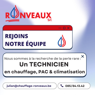 Recherche Technicien en chauffage, PAC & climatisation (H/F/X)
