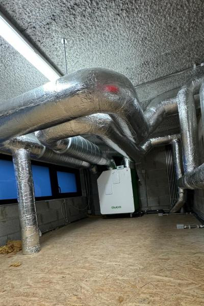 Ventilation mecanique controlée de la marque Duco placée chez un client pour sa nouvelle construction